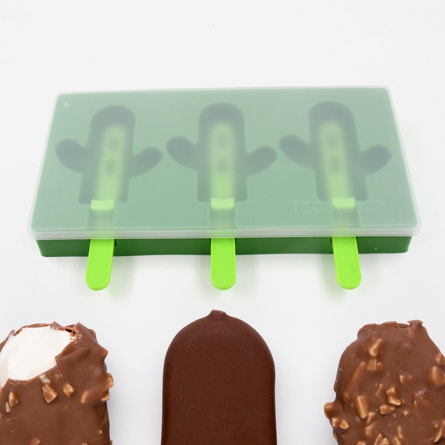 Ice Cream Mould sicle Mold, Cactus Shape Ice Molds Homemade sicle for DIY Ice sicle, 3-Cavity Summer Food Kitchen Tools (1 Pc) Ice Cream Mould sicle Mold, Cactus Shape Ice Molds Homemade sicle for DIY Ice sicle, 3-Cavity Summer Food Kitchen Tools (1 Pc)